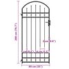 vidaXL Fence Gate Assen with Arched Top Steel 89x200 cm Black