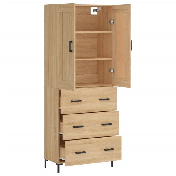 vidaXL Highboard Sonoma Oak 69.5x34x180 cm Engineered Wood