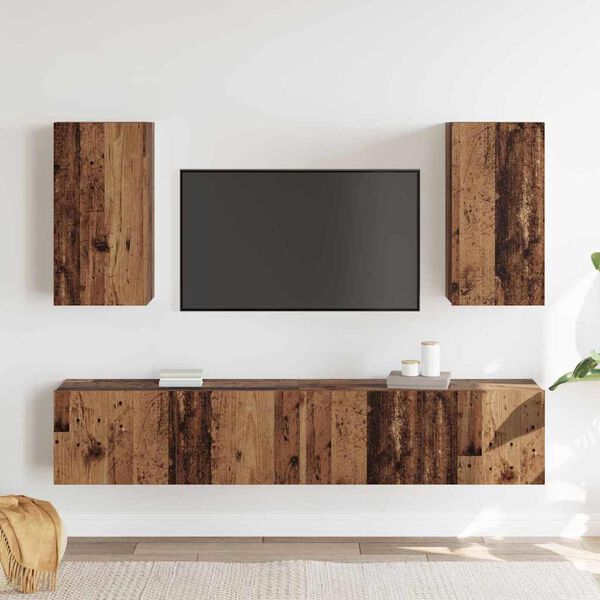 vidaXL TV Cabinet Set Wall-mounted 4 pcs Old Wood Engineered Wood