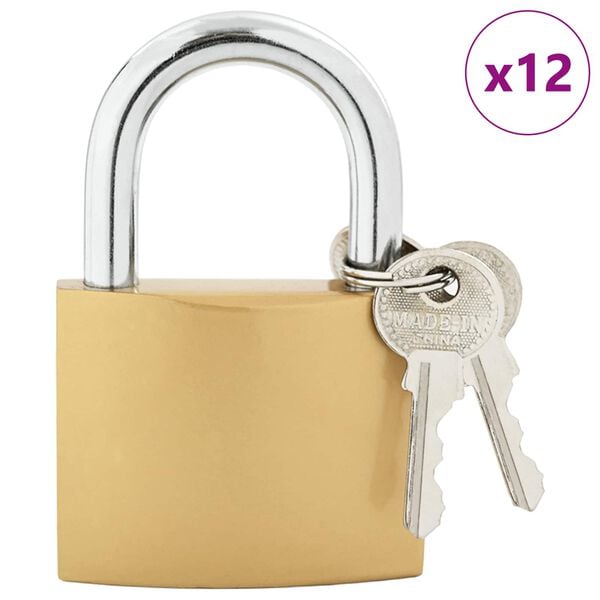 vidaXL U Lock with Keys Brass 6 x 2 x 9.1 cm Iron
