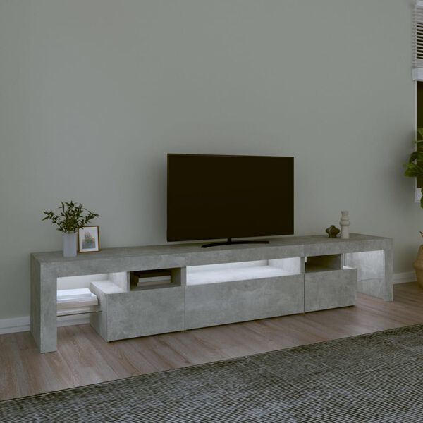 vidaXL TV Cabinet with LED Lights Concrete Grey 215x36.5x40 cm