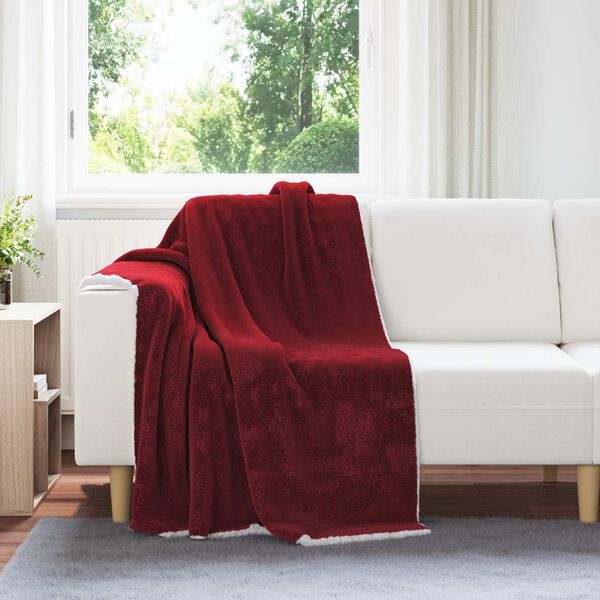 vidaXL Throw Blanket Bordeaux Red 130 x 150 cm Fleece