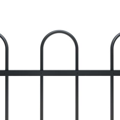 vidaXL Garden Fence with Hoop Top Steel 11.9x1 m Black