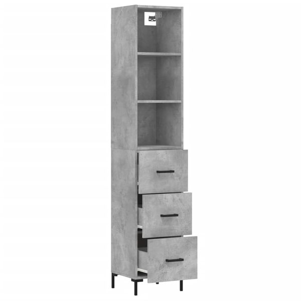 vidaXL Highboard Concrete Grey 34.5x34x180 cm Engineered Wood