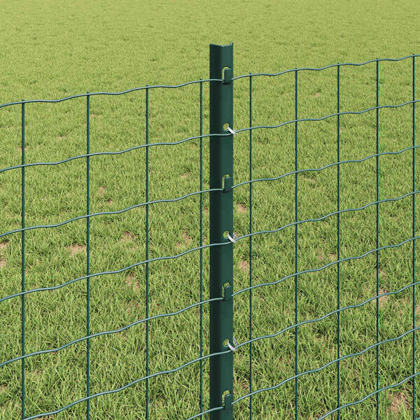 vidaXL Fence with Post Green 0.8 x 10 m Steel and PVC