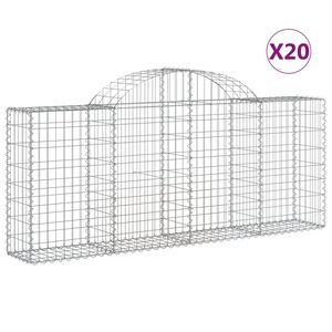 vidaXL Arched Gabion Baskets 20 pcs 200x30x80/100 cm Galvanised Iron