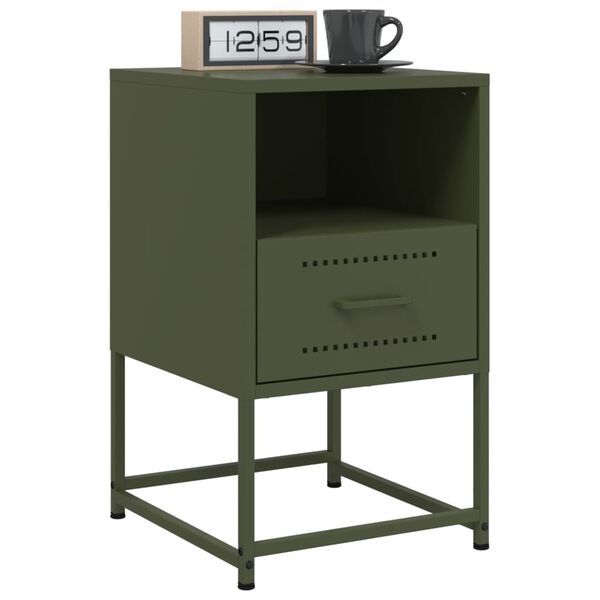 vidaXL Bedside Cabinets 2 pcs Olive Green 36x39x60.5 cm Steel