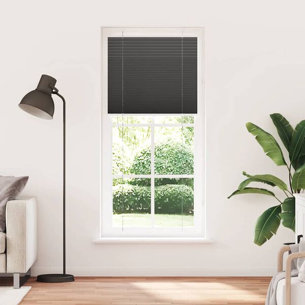 vidaXL Pleated Blind Black 90x200 cm Fabric Width 89.4 cm Polyester