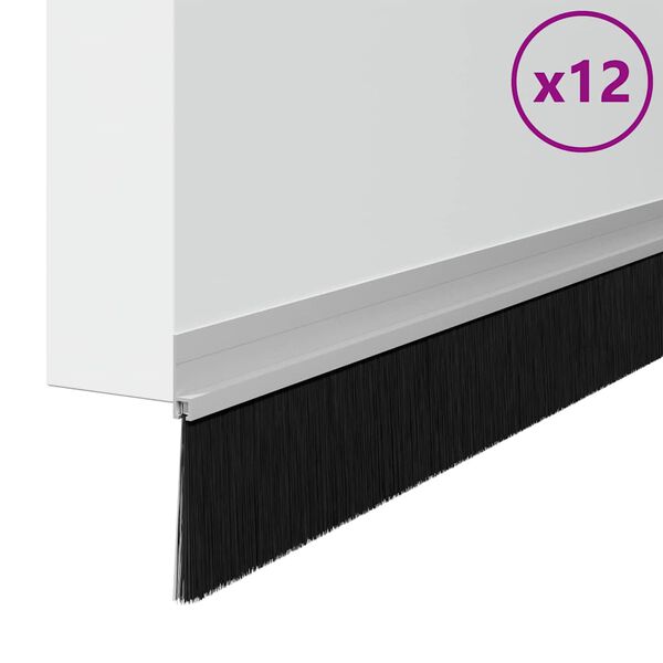 vidaXL Self-adhesive Door Brush Seals 12 pcs Silver 100 cm