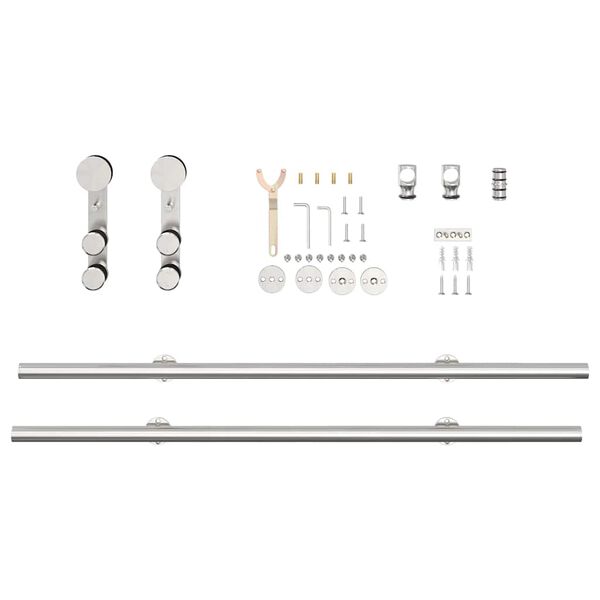vidaXL Sliding Door Hardware Kit 200 cm Stainless Steel Silver