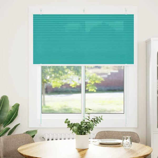 vidaXL Pleated Blind Petrol Green 115x100 cm Fabric Width 114.4 cm Polyester