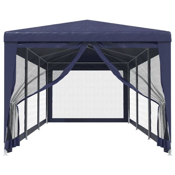 vidaXL Party Tent with 8 Mesh Sidewalls Blue 3x9 m HDPE
