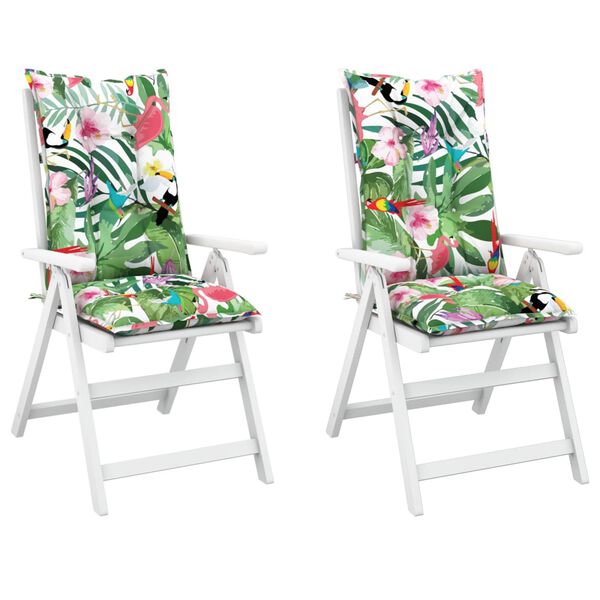 vidaXL Garden Highback Chair Cushions 2 pcs Multicolour 120x50x7 cm Fabric