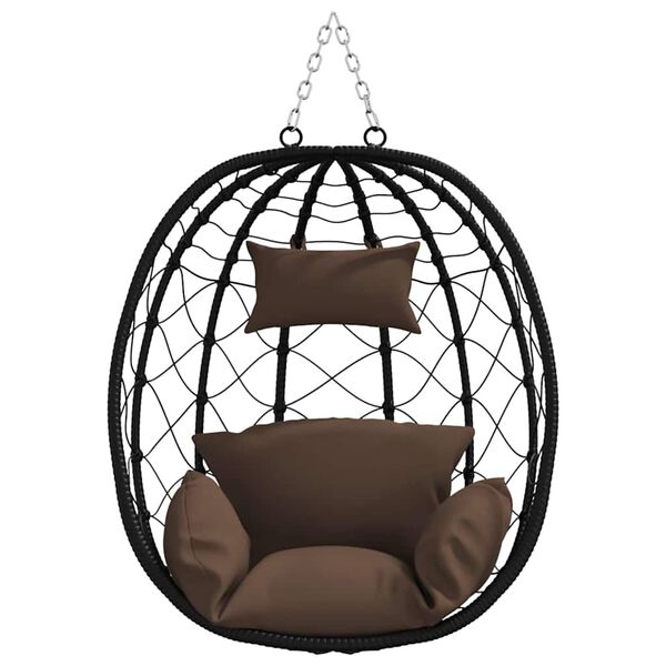 vidaXL Hanging Egg Chair Folding Coffee 91.5 x 60 x 110 cm Poly Rattan