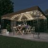 vidaXL Gazebo with Double Roof&LED String Lights 3x4 m Taupe