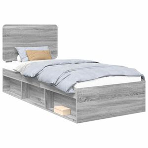vidaXL Bed Frame Grey Sonoma 90 x 190 cm Solid Pine Wood