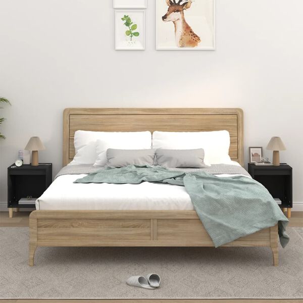 vidaXL Bedside Cabinets 2 pcs Black 40x35x50 cm
