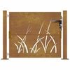 vidaXL Garden Gate 100x100 cm Corten Steel Grass Design