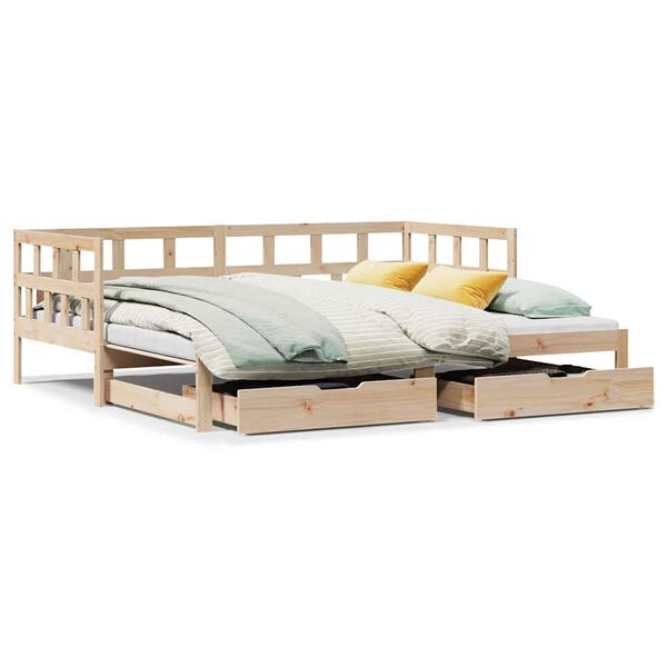 vidaXL Daybed with Trundle and Drawers without Mattress 90x190 cm Single
