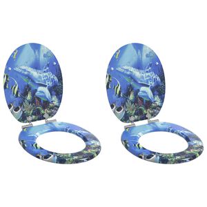 vidaXL Soft-Close Toilet Seat 2 pcs Blue 44 x 38 cm MDF board