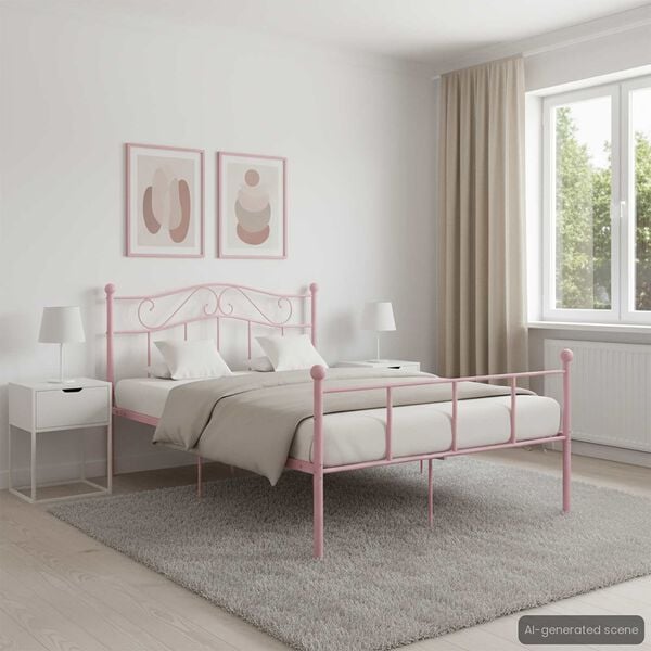 vidaXL Bed Frame without Mattress Pink Metal 140x200 cm