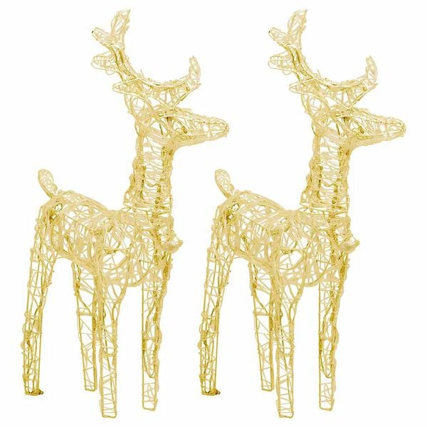 vidaXL Christmas Reindeers 2 pcs Warm White 80 LEDs Acrylic