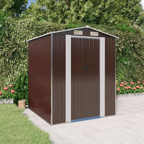 vidaXL Garden Shed Dark Brown 192x191x223 cm Galvanised Steel