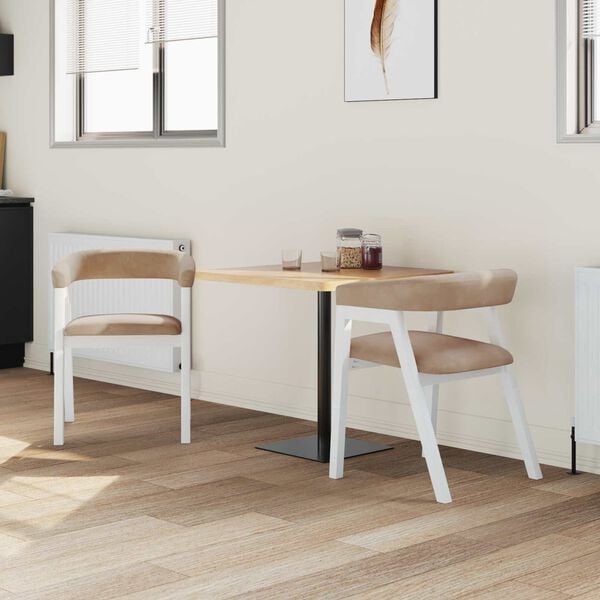 vidaXL Dining Chairs 2 pcs White 54 x 57 x 73 cm Solid Rubber Wood