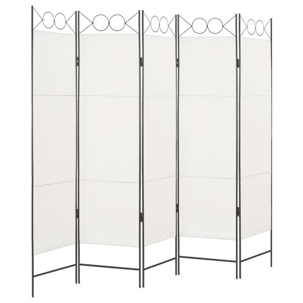 vidaXL 5-Panel Room Divider White 200x180 cm