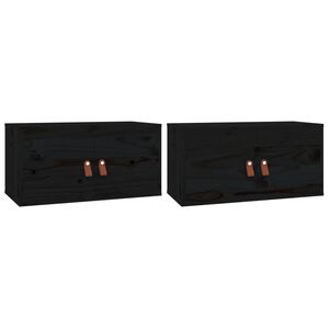 vidaXL Wall Cabinets 2 pcs Black 60x30x30 cm Solid Wood Pine