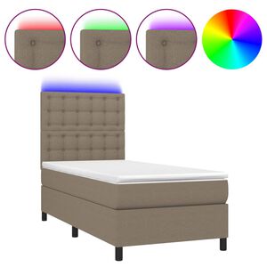 vidaXL Box Spring Bed with Mattress&LED Taupe 100x200 cm Fabric