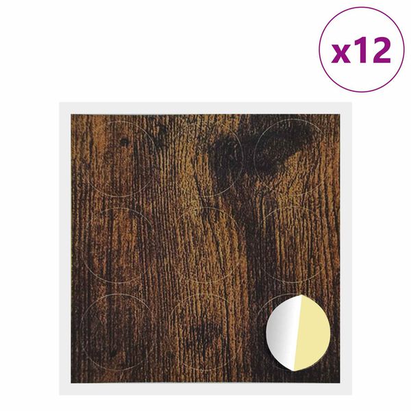 vidaXL Self-adhesive Screw Cover 12 pcs Smoked Oak &Oslash; 20 x 0.5 mm