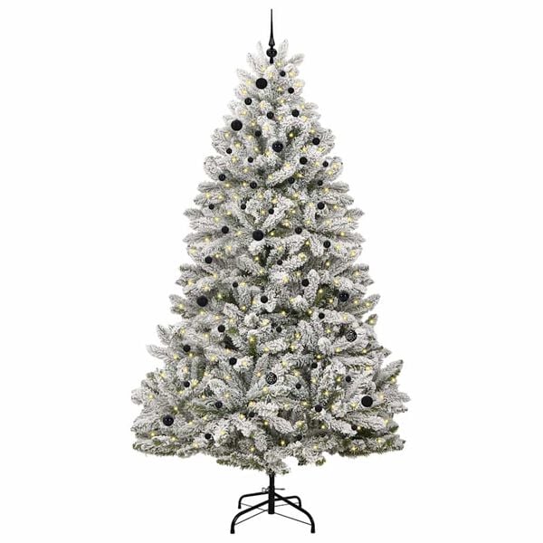 vidaXL Artificial Christmas Tree Green and White 270 cm PVC and Metal