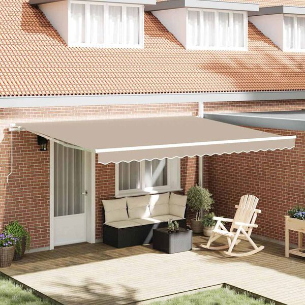 vidaXL Awning Retractable Manual Beige 450 x 350 x 165 cm Polyester