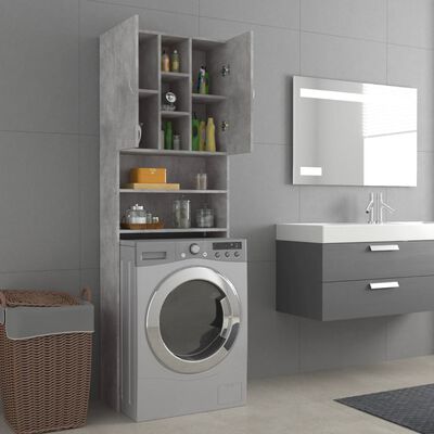 vidaXL Washing Machine Cabinet Concrete Grey 64x25.5x190 cm