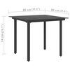vidaXL Garden Dining Table Black 80x80x74 cm Steel and Glass