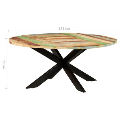 vidaXL Dining Table Round 175x75 cm Solid Reclaimed Wood