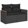vidaXL 10 Piece Garden Sofa Set with Cushions Black Poly Rattan Acacia
