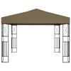vidaXL Gazebo with LED String Lights 3x3 m Taupe Fabric