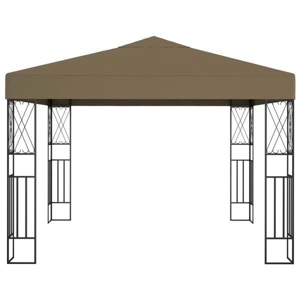 vidaXL Gazebo with LED String Lights 3x3 m Taupe Fabric