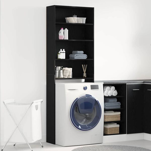 vidaXL Washing Machine Cabinet Black Oak 64 x 24 x 190 cm