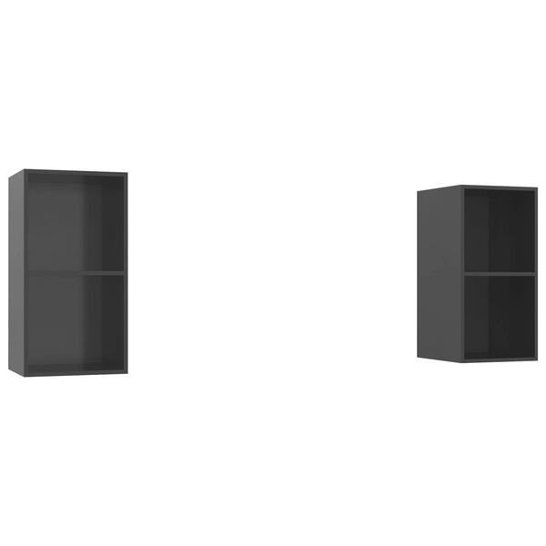 vidaXL Wall-mounted TV Cabinets 2 pcs High Gloss Grey Engineered Wood