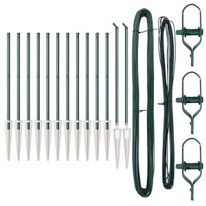 vidaXL Ground Spike Fence Post 13 pcs Green Powder-Coated Steel