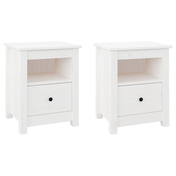 vidaXL Bedside Cabinets 2 pcs White 40x35x49 cm Solid Wood Pine