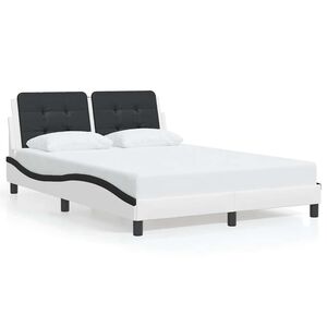 vidaXL Bed Frame without Mattress "Zadar" White and Black 140x200 cm Faux Leather