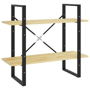vidaXL Book Cabinet | Natural wood and black | Solid pine wood, metal | Small