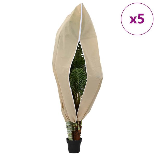 vidaXL Frost Protection Plant Fleece Covers 5 pcs Beige 1.55 x 1 m