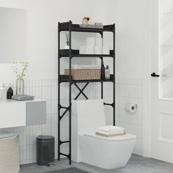 vidaXL Washing Machine Shelf with Shelf Black 0ak 67 x 25 x 163 cm