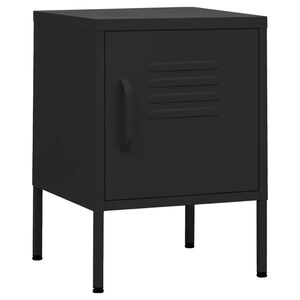 vidaXL Nightstand | Black | Steel | Compact | Nightstand | Square | Modern
