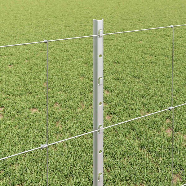 vidaXL Fence with Post Silver 0.8 x 50 m Steel